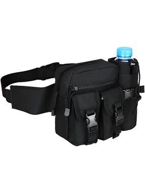 Tactical Waist Pack Bag Pouch Fanny Pack With Water Bottle Holder, Waterproof